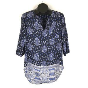 Ricki's Floral Popover Top Women's Size 4 Split Neck Casual Spring Bohemian